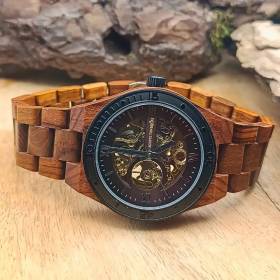 Montre en bois automatique l'héritage - santal et marron horlogerie artisanale