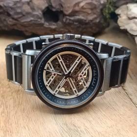 montre en bois ébène automatique squelette | luxe impérial