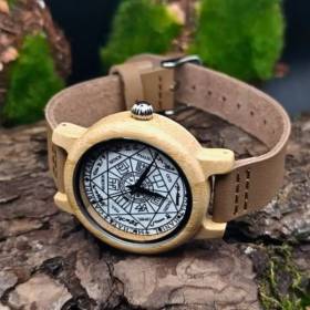 montre en bois spirituelle sceau des 7 archanges