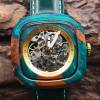 montre en bois automatique carrée en résine et en bois
