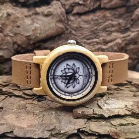 montre en bois de protection fleur de lotus