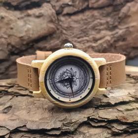 montre en bois fleur de lotus spirituelle