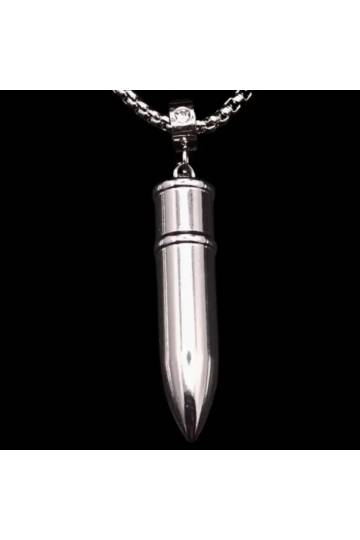 collier pendentif en forme de balle argentée