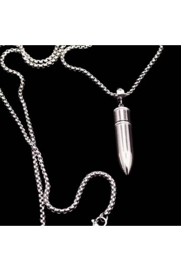 collier pendentif en forme de balle avec sa chaine en acier