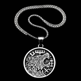 Collier viking loup fenrir mythologie nordique avec son collier