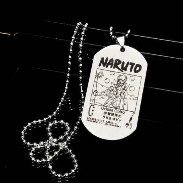 collier manga Naruto Uchiha Obito avec sa chaine en acier