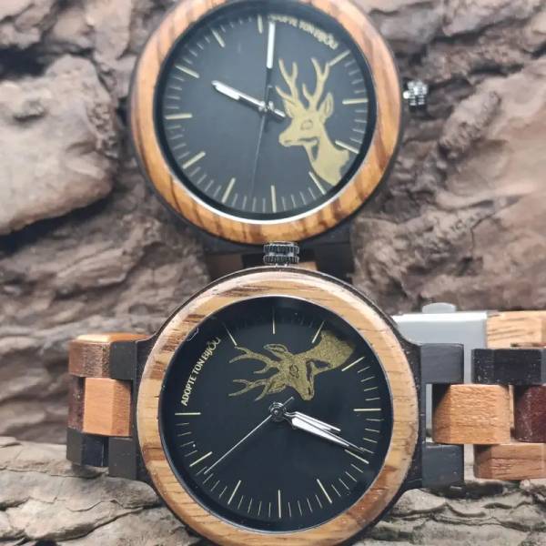 Montre en bois duo Cerf & Biche – Édition Limitée 🇫🇷
